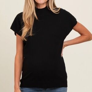 PinkBlush/Anniewear Black Mock Neck Knit Maternity Top | S